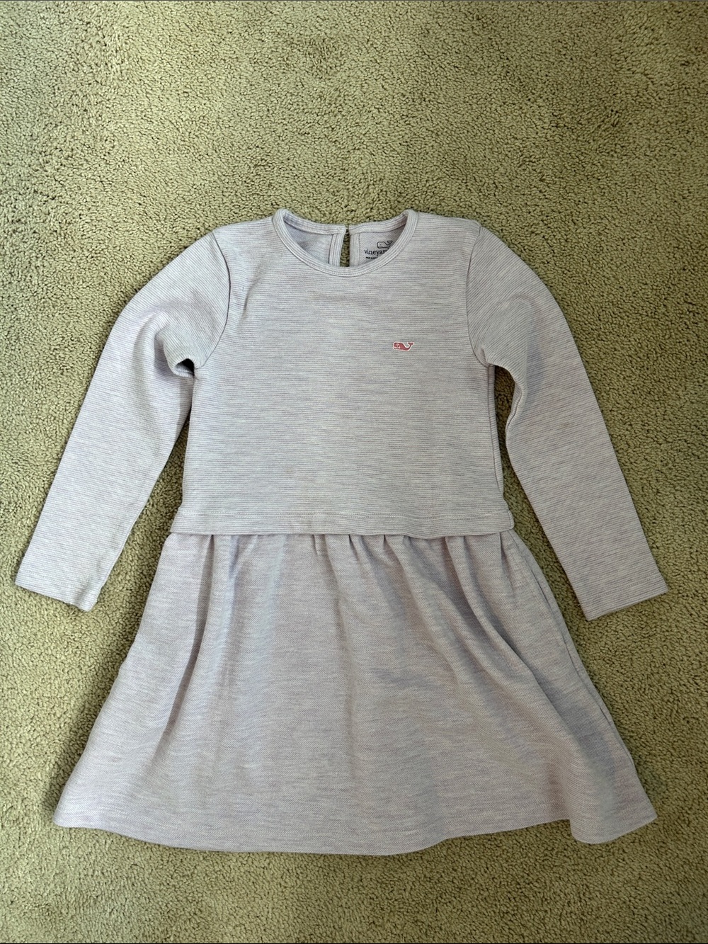 Vineyard Vines Heathered Light Purple Long-Sleeve Girls' Dress, 7